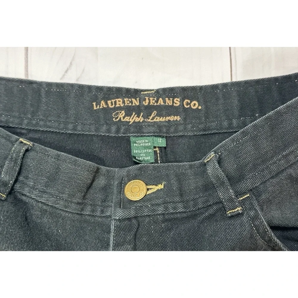 Lauren Jeans Co Ralph Lauren Jeans Women's Size 12 Straight Denim Black Raw Hem - Picture 7 of 7